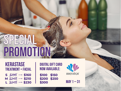 Mentor Hair Salon May promotion banner at Lansdowne Centre